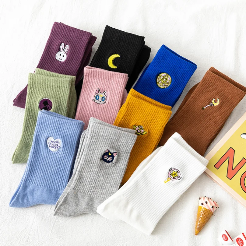 Cute Sock Moon Star Women Cotton Casual Female Ladies Funny Short Socks Novelty Hosiery Harajuku Korean Style Girl 2024 New