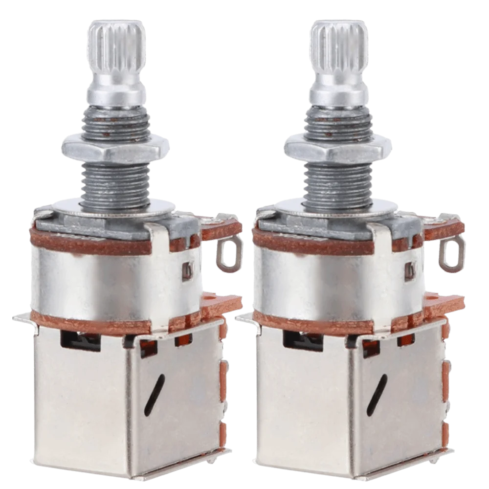 2pcs A500K Value Guitar Potentiometer​ ​18mm Shaft Length ​Push-Pull Function​ ​Tone Potentiometer​ ​Long Copper Split Shaft​