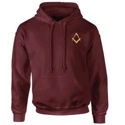 Freemason Square Compasses Freemasonry Emblem Pullover Hoodie 100% Cotton Comfortable Casual Mens Sweatshirts Mason Streetwear