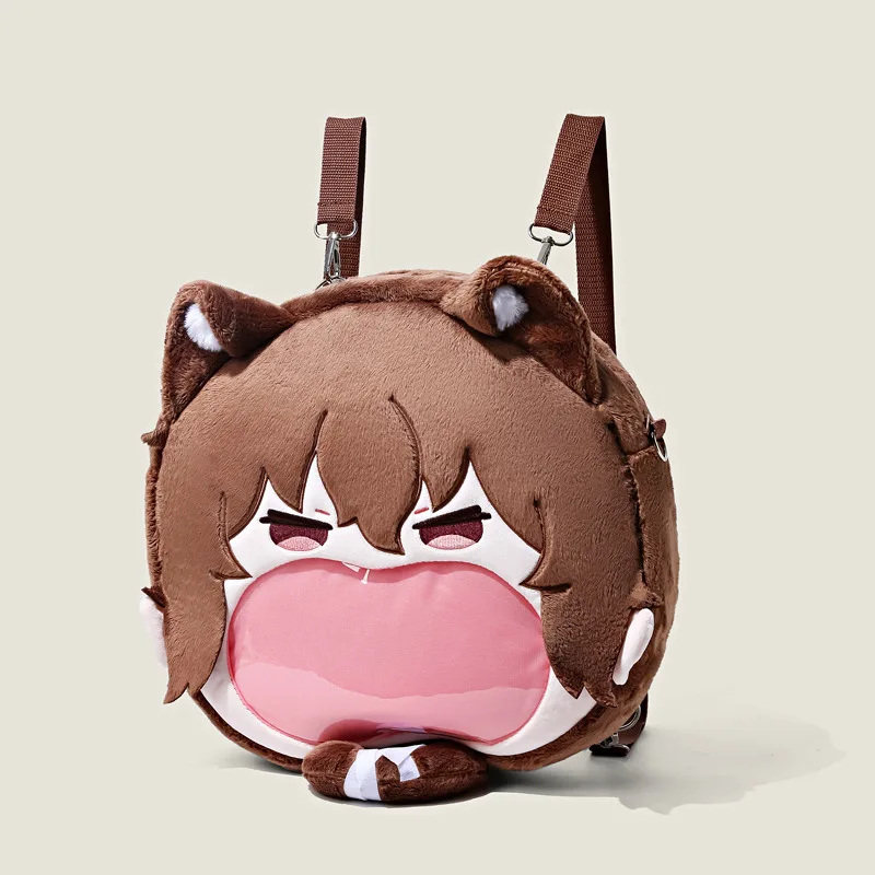 New Style Kawaii Bunho Wild Dog Dazai Osamu Nakahara Nakaya Big Mouth Pain Bag Plush Cute Decoration Storage Crossbody Backpack