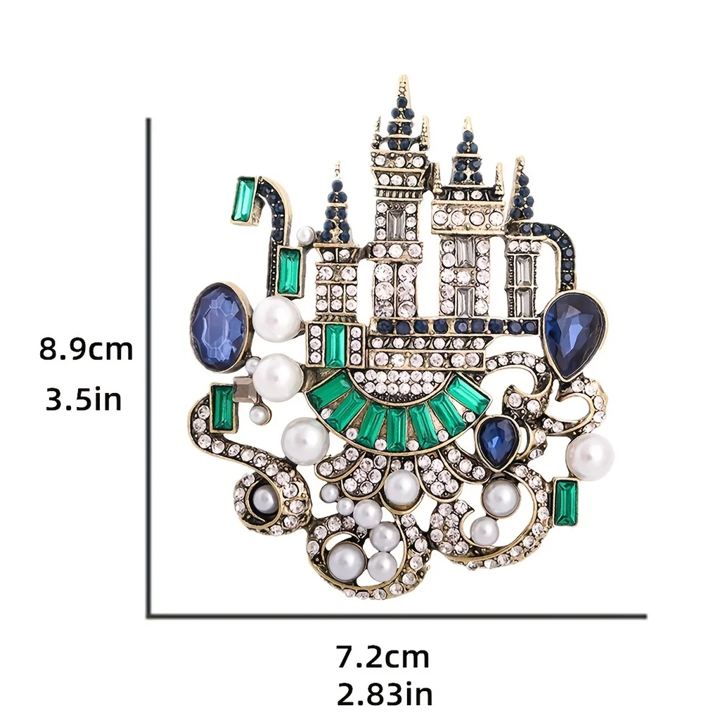 Castle Brooch Fashionable Temperament Personalized Alloy Diamond Crystal Chest Flower Women\'s Coat Coat Accessories