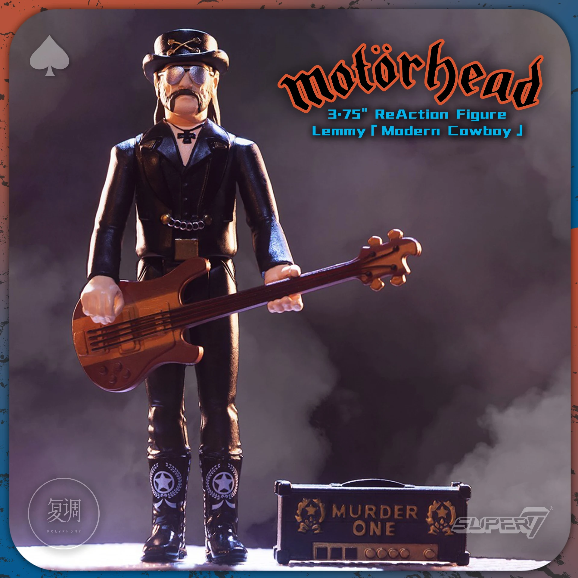

In Stock Super7 Motorhead Lemmy Modern Cowboy Hanging Card Collection Joint Movable Model Little Doll