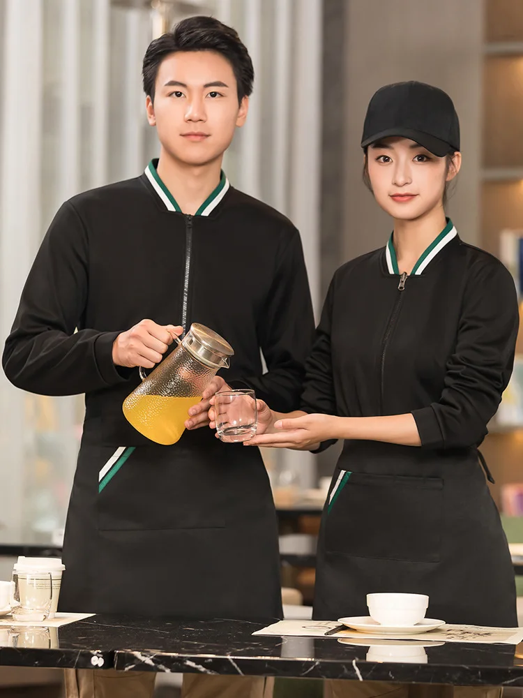 Zimowa kurtka kelnerska z długim rękawem Męska bluza z kapturem Kobieta Gorący mundur kelnerski dla mężczyzny Hotel Food Service Casual Wear Tops