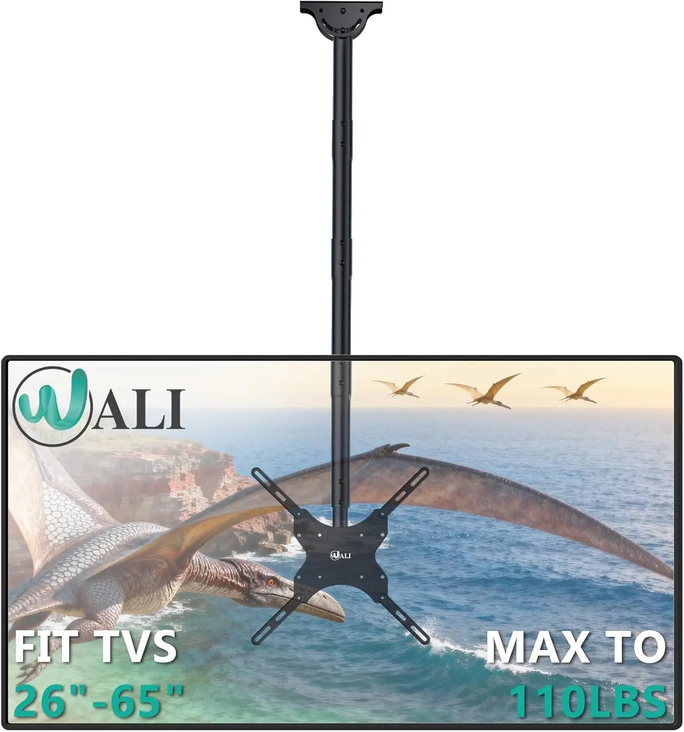 

WALI Long Arm TV Ceiling Mount, Fits Most LED, LCD, OLED and Plasma Flat Screen Display 26 to 65 Inch, up to 110 Lbs, He