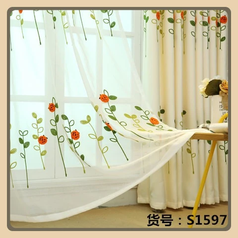 

Seven Star Ladybug Bug Flying Child Embroidery Window Screen Curtain Window Screen Finished Living Room Customable Cotton