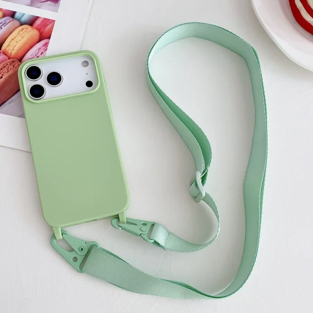 Crossbody Necklace Strap Lanyard Matte Silicone Case For iPhone 17