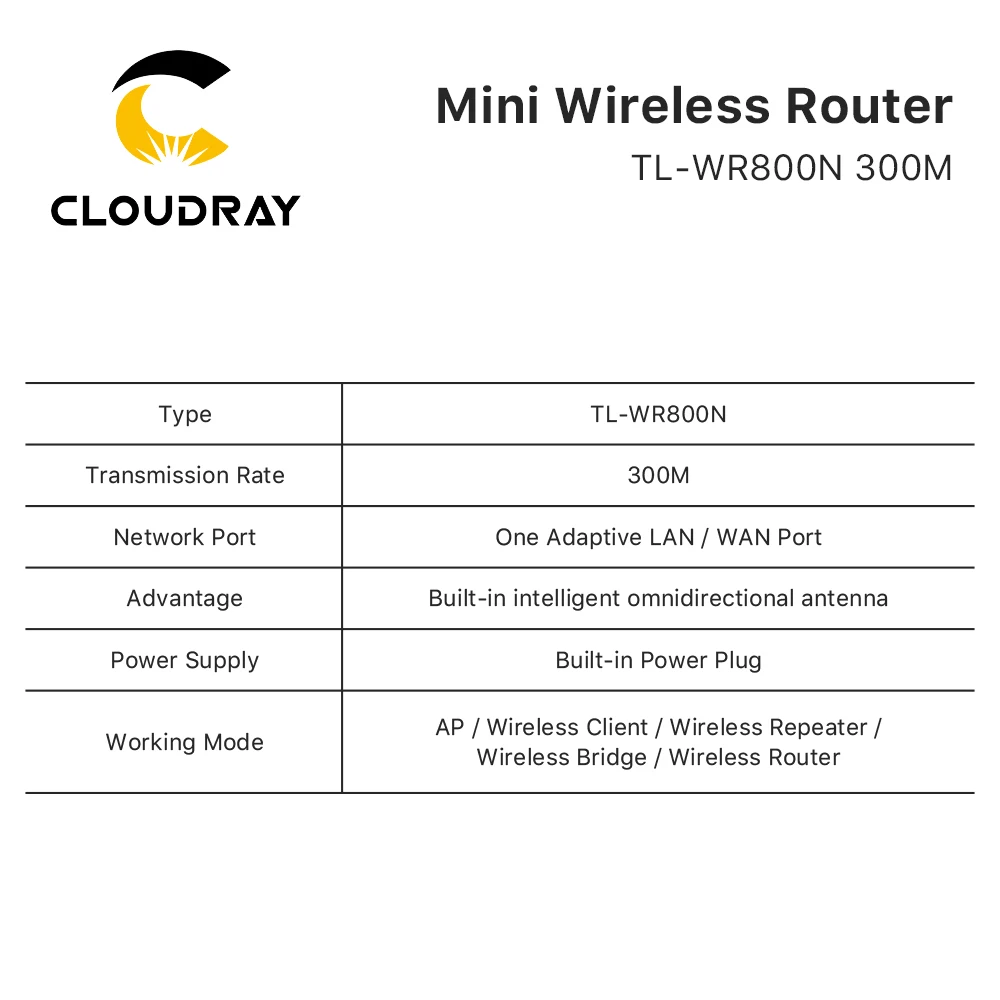 Imagem -05 - Cloudray-mini Roteador sem Fio Taxa de Transmissão para Ruida Co2 Laser Controller Tl-wr800n 300m Rdc6445 Rdc6442g Rdc6442s