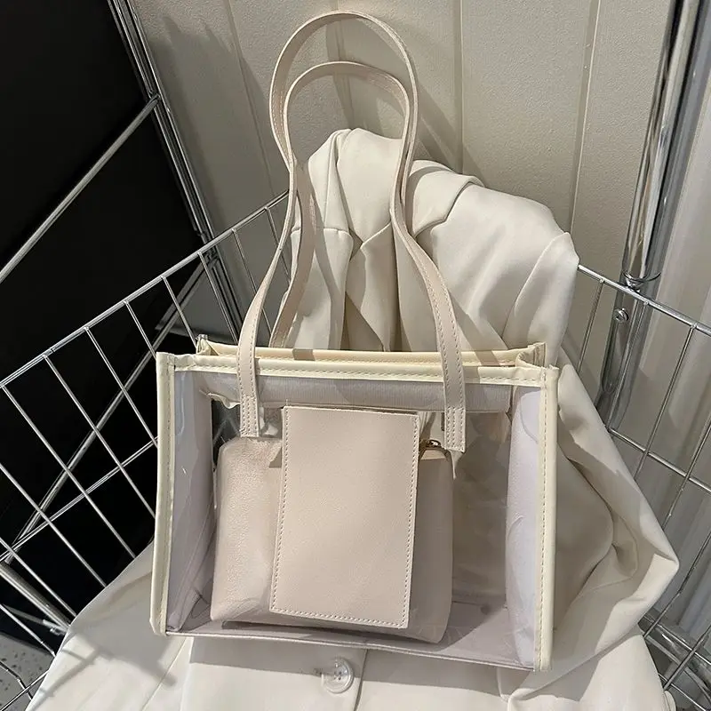 Summer Transparent Jelly Bag, Hand-held Fruit Green Zipper, Large Capacity Single Shoulder Fashionable Women's Bag