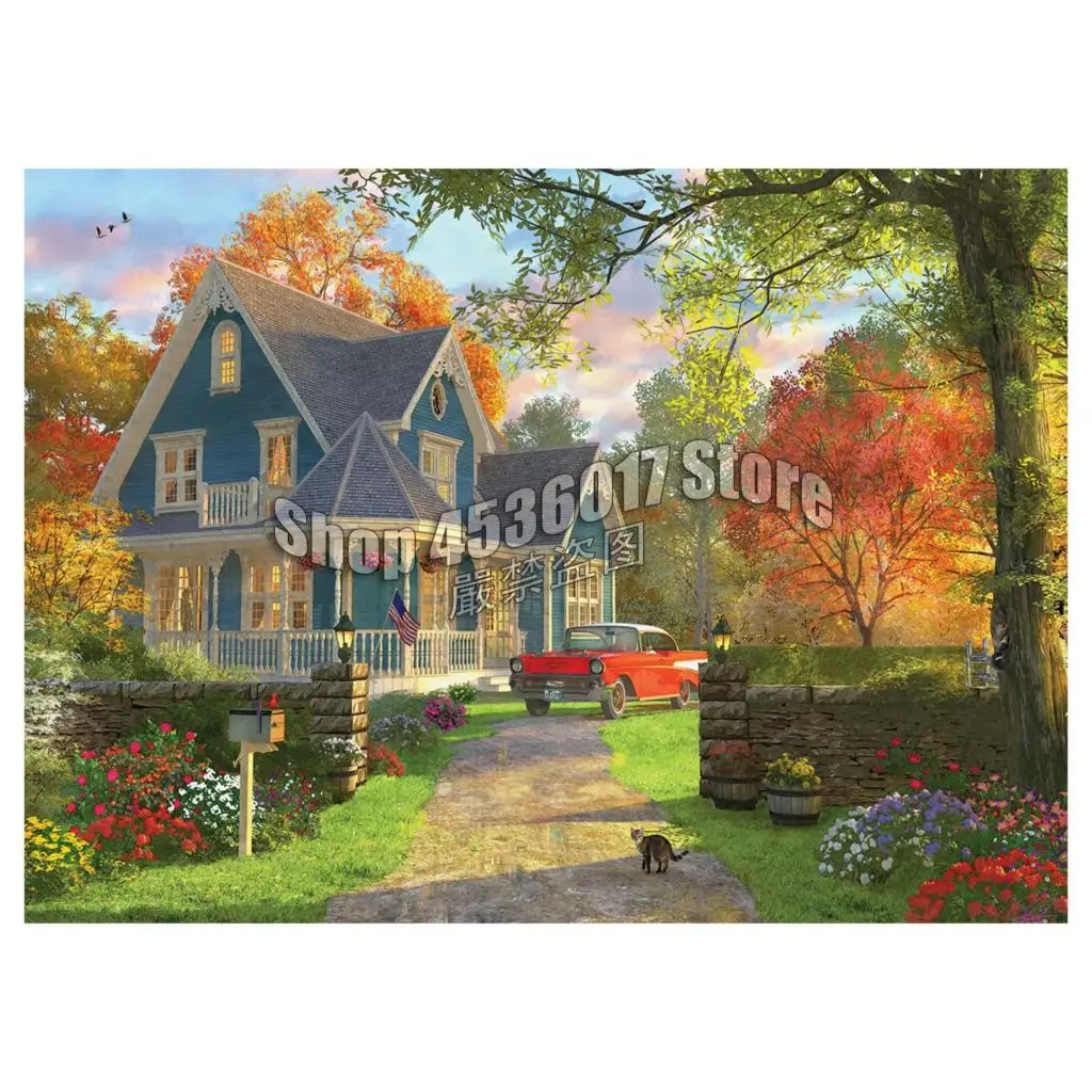 

Осенние домики, полный 5d Diy алмазная живопись, ювелирные изделия, наборы для вышивки крестом, Алмазная мозаика, вышивка, пейзаж, украшение дома, художественный подарок