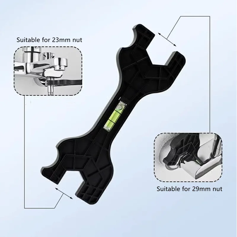 Multifunctional Dual Headed Wrench With Level Manual Tap Spanner Repair Plumbing Tools For Household Faucet Pipe And Toilet