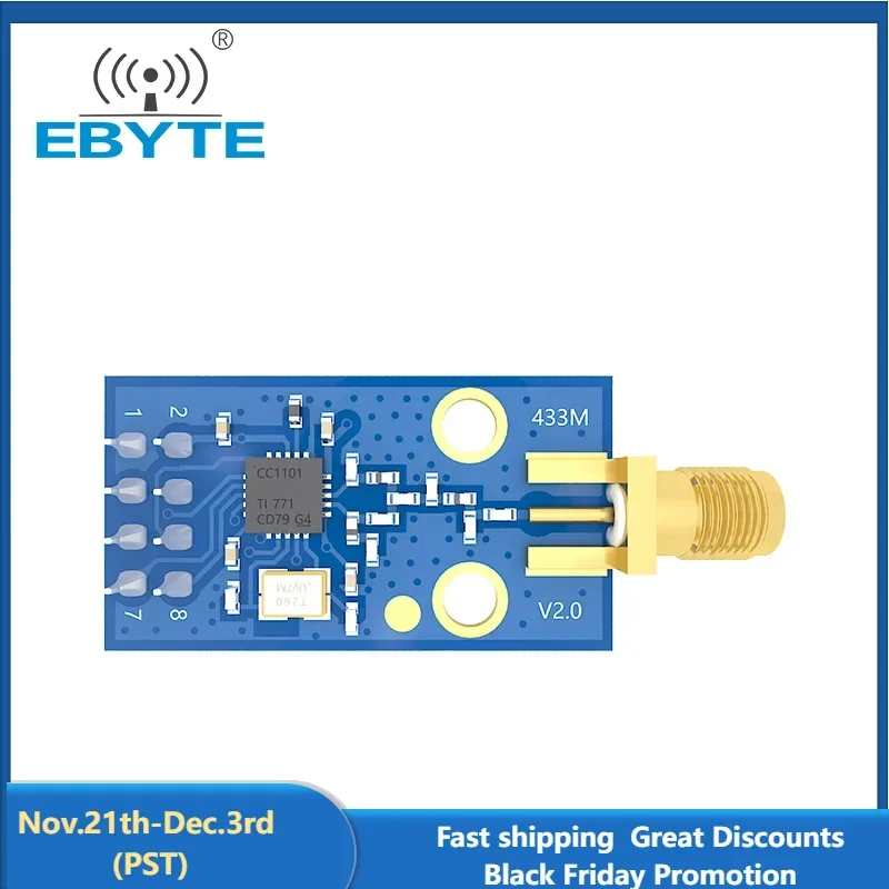 CC1101 Wireless Transceiver Module EBYTE E07-M1101D-SMA Low Power 433MHz Development Board Small Size SPI Communication Module