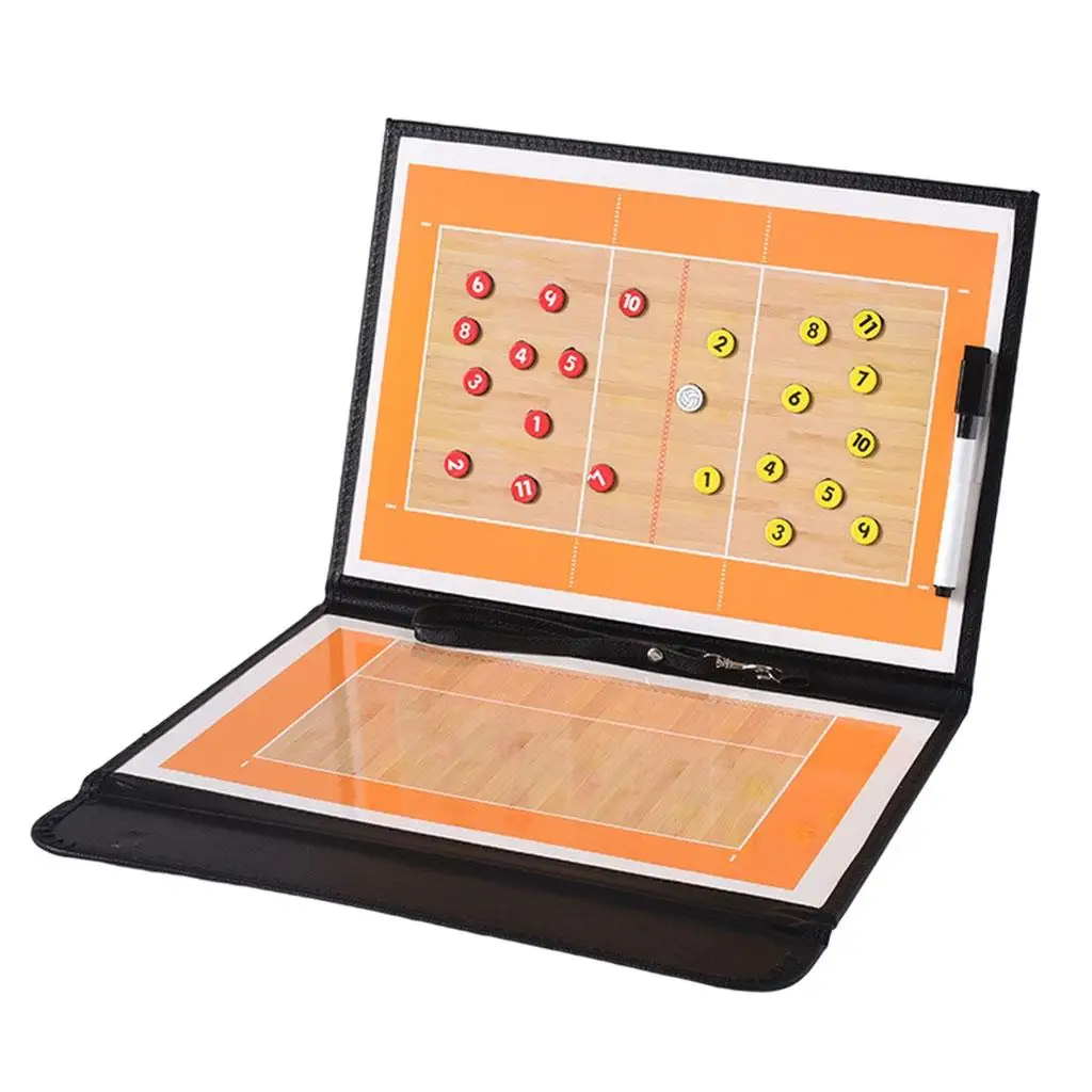 Foldable Volleyball Coaching Strategy Board Double-Sided Magnetic Board Kit for Outdoor Sport Training Match Supplies