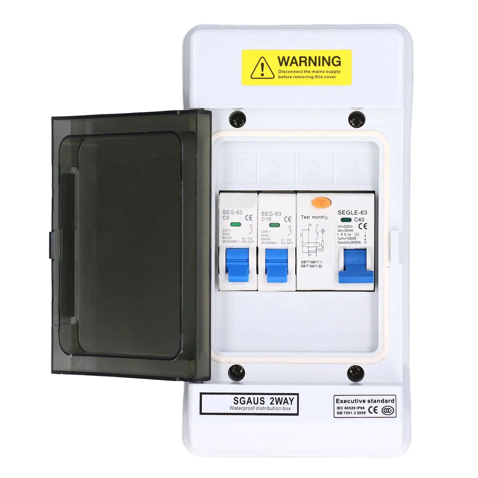 40A for Mini IP66 Circuit Breaker RCD + 2MCB (6A & 16A) - Reliable 30mA Leakage Protection for 230V AU