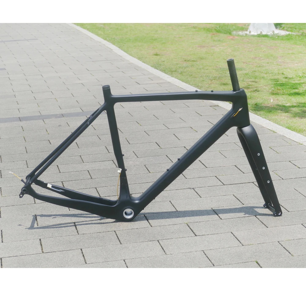 

009 # Высший модуль из углеродного волокна, монококе, полностью карбоновый матовый гравийный велосипед, сквозная ось, гравийная рама, набор вилок