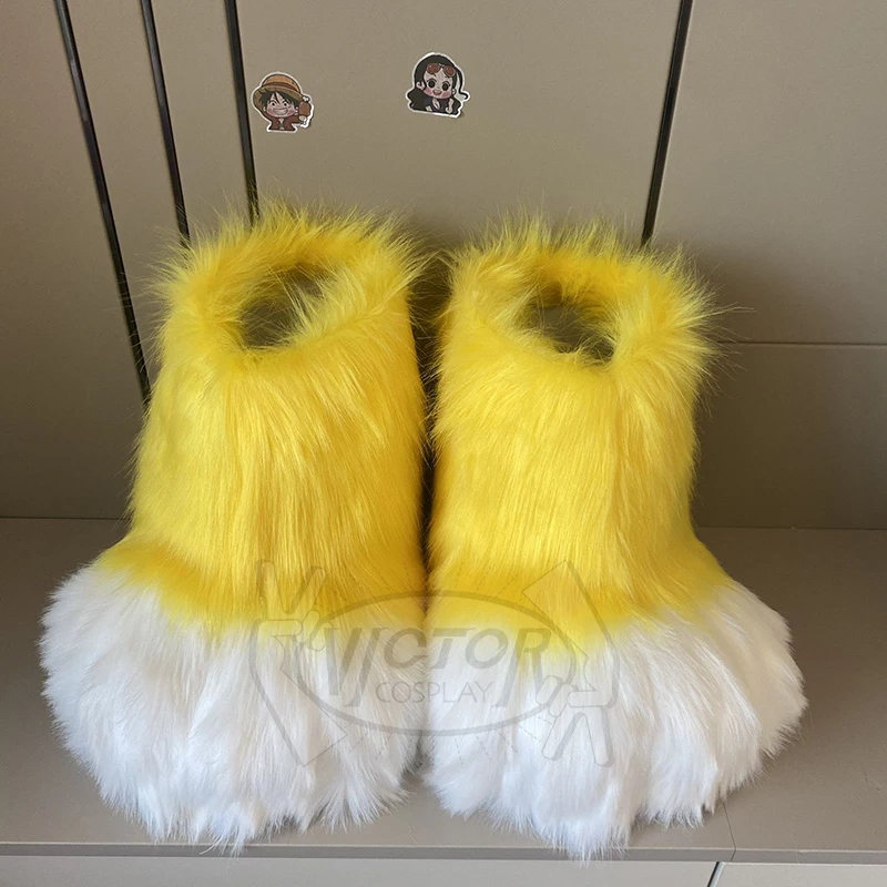 New Kig Fursuit Cosplay Paw Shoes Furry Fursuit Cosplay Rubbit Cat Boots Cute Fluffy Animal Manga Party Cos Wearable Costume