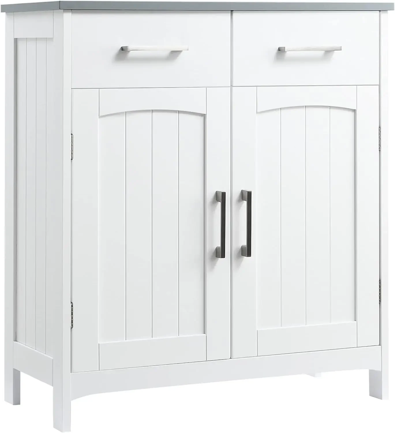 

Freestanding Linen Cabinet, Storage Cabinet with 2 Drawers, Double Doors, Adjustable Shelf, White