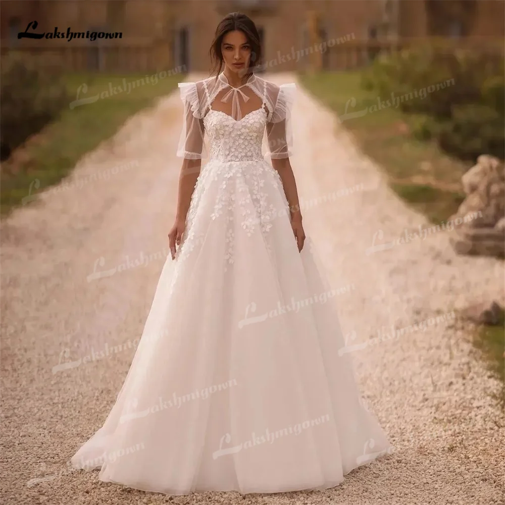 Robe de mariée A Line en dentelle florale personnalisée, robe en tulle chérie, dos lacé avec bretelles spaghetti, robe de patients, robe éducative 138 mujer