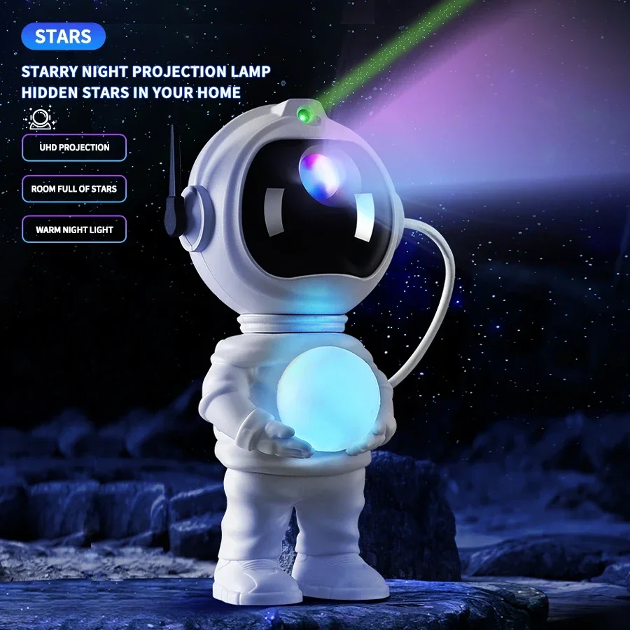 360° Adjustable Galaxy Star Projector LED Night Light Remote Control Astronaut Projection Lamp for Bedroom Room Decor Kids Gifts