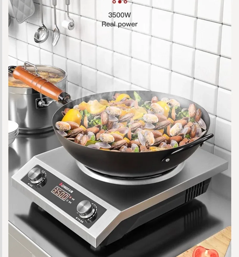 220V Chigo Commercial Induction Cooker High Power for Restaurant Home Stir Fry Flat Concave Hotpot LBA