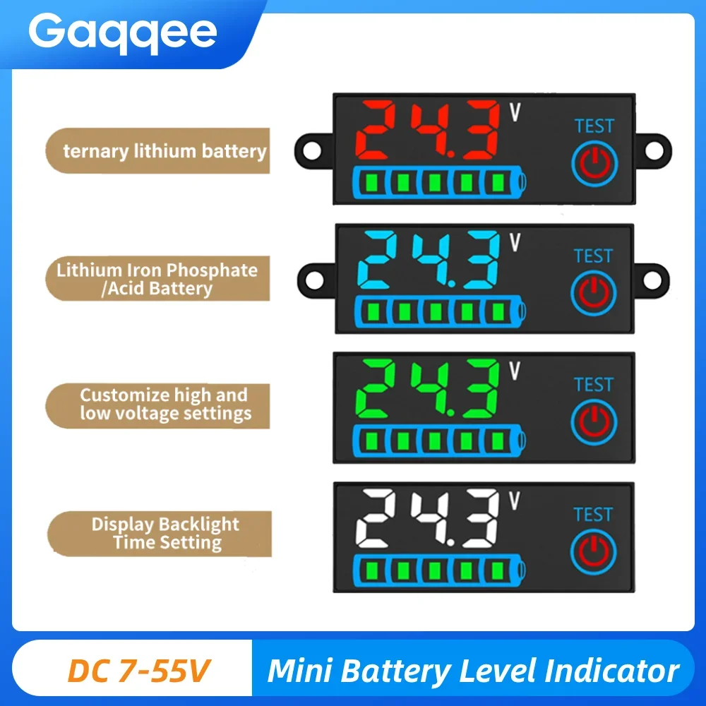 

4Colors Battery Level Indicator Voltmeter Portable Accuracy Voltage Tester Charge Monitor For Lithium Lead Acid Batteries