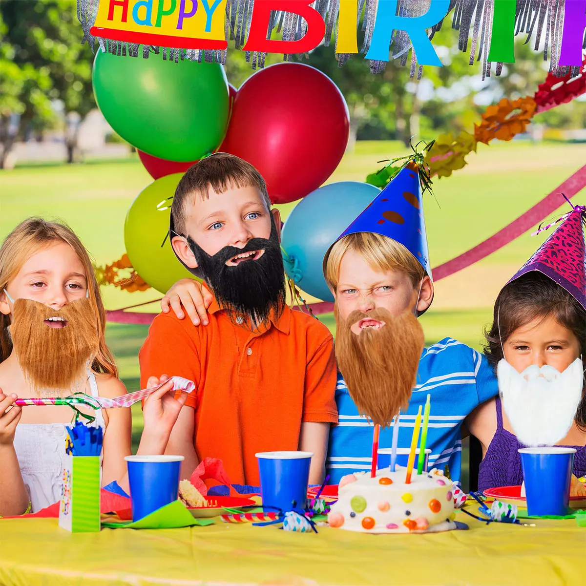 

2pcs Fake Beard Props Durable Lightweight Halloween Christmas Costumes Facial Hair Mustache Accessories for Party