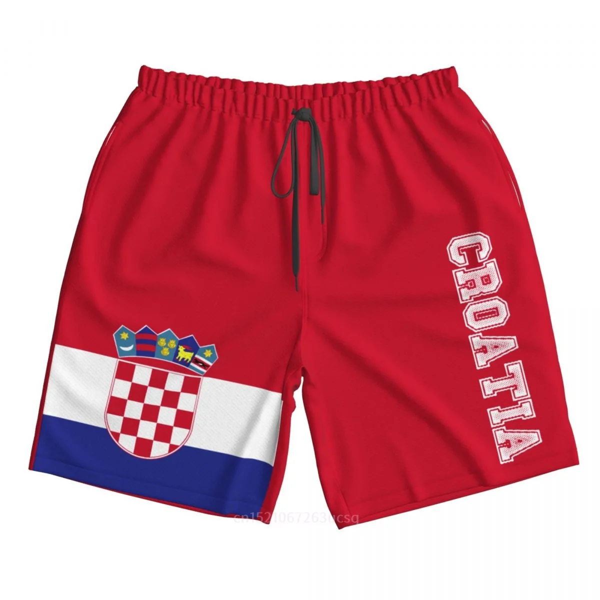 2023 Summer Polyester Croatia Country Flag 3D Printed Men's Board Shorts Beach Pocket Running Summer Pants