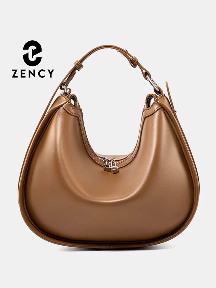 Zency 2024 Designer Bags Hobo Bag For Women Underarm Genuine Leather Shoulder Crossbody Bag High Quality Handbag Birthday Gift