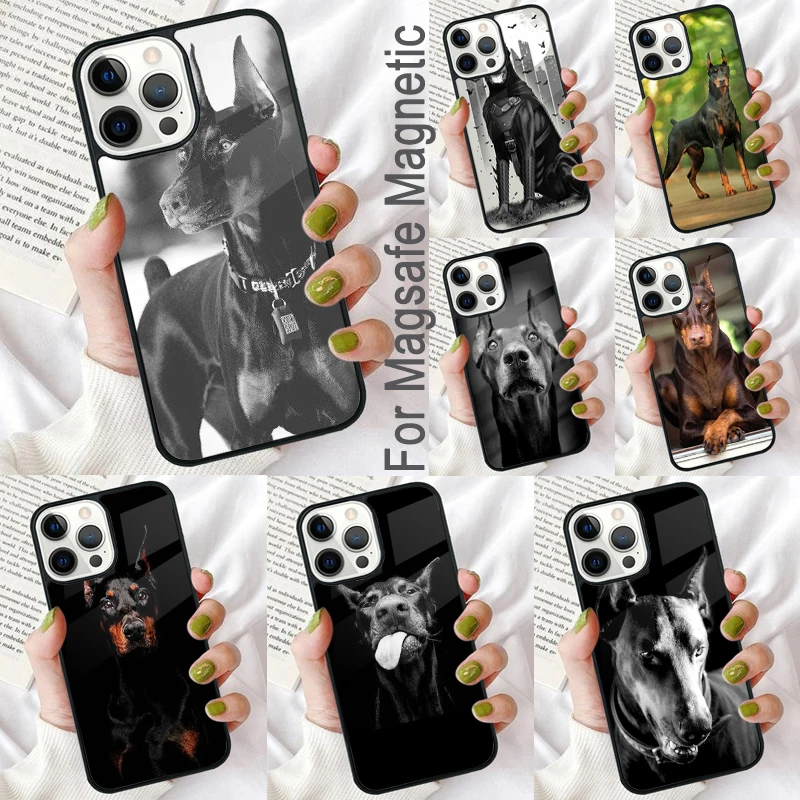 CUTE DOBERMAN DOG BREED Magnetic Soft Phone Case for iPhone 16 Promax 15 Pro 13 14 Plus 11 12 Mini MagSafe Coque