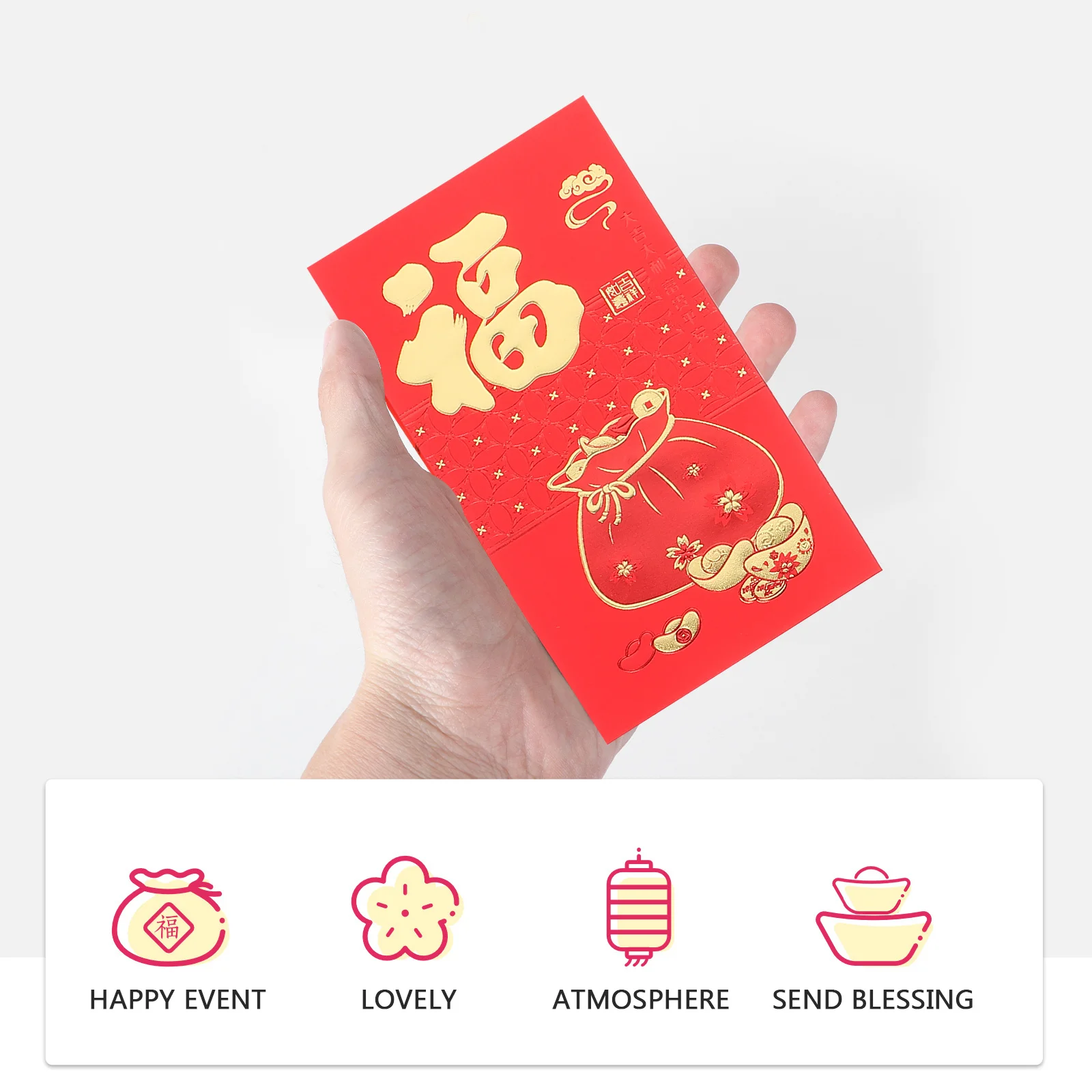

6Pcs Zodiac Red Envelopes 2024 Chinese New Year Fu Character Lucky Money Pockets Festival Gift Bags for Family Kids Elders