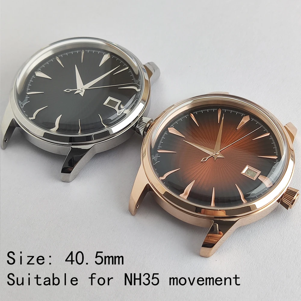 40.5mm NH35 Case 35mm Dial Single Calendar Stainless Steel Watch Accessories Waterproof Case Suitable For NH35 Movement