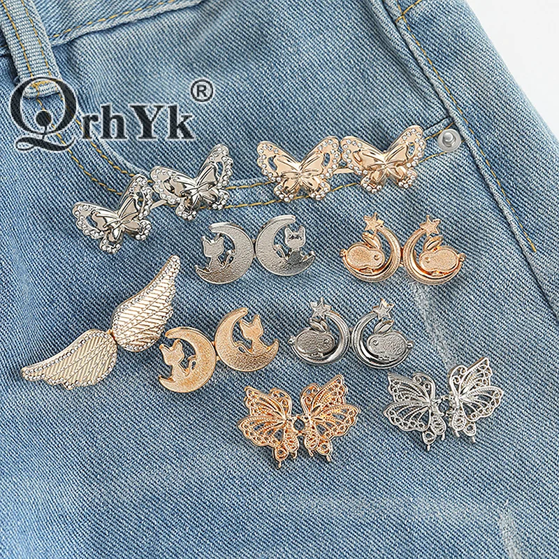 NEW Bowknot Button Adjuster For Pants And Skirts Waist Tightener Adjustable Waist Buckle For Jeans No Sewing Required