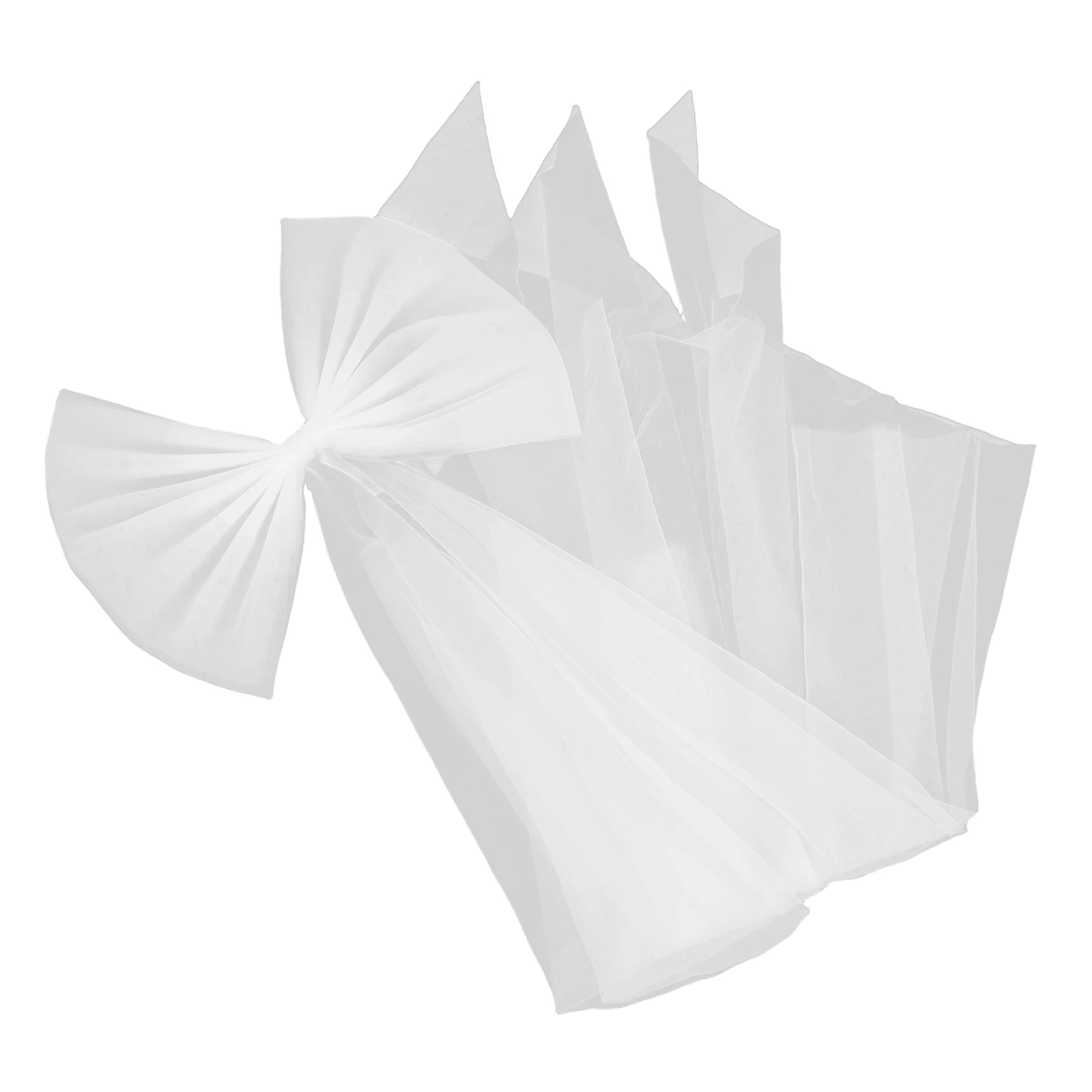 

Bow Dress Shawl Wedding Robe Show Detachable White Mesh Removable Big for Dresses