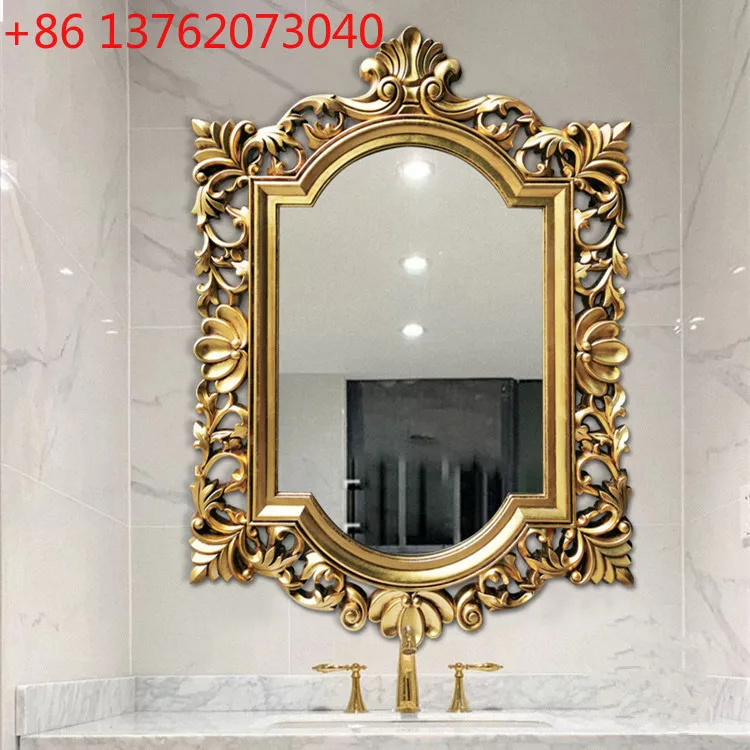 

Классическое европейское ретро-зеркало для ванной комнаты, резное художественное настенное декоративное зеркало