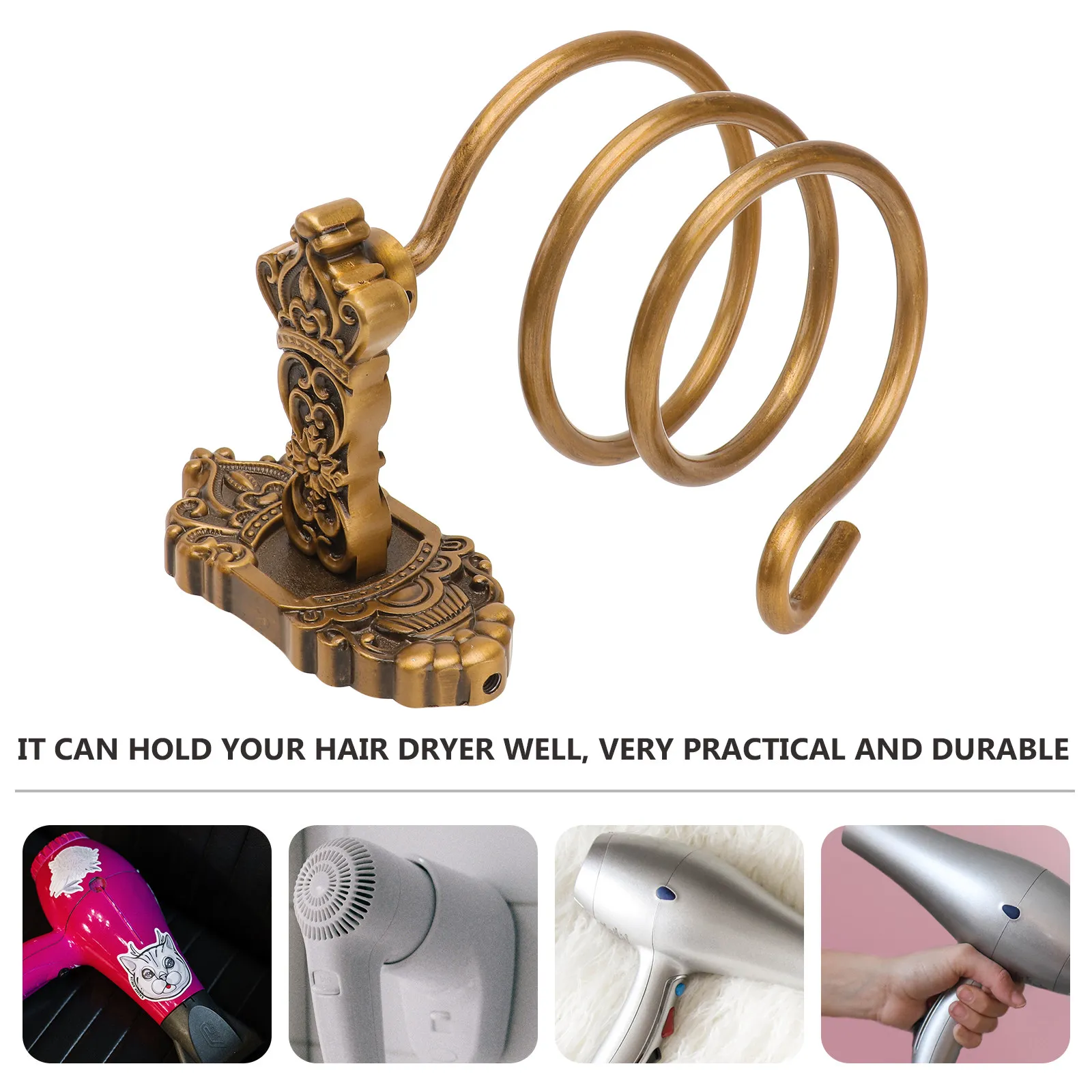 

1Pcs Space Aluminum Wall Mounted Hair Dryer Holder Modern Stylish Bathroom Accessory Heavy Duty Hairdryer Rack European Design