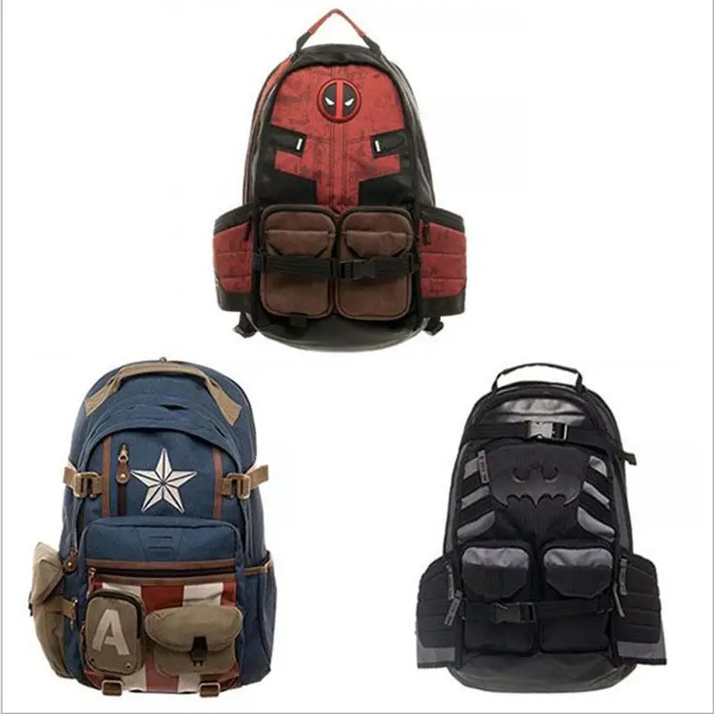 

Deadpool Batman Iron Man Captain America Marvel's The Avengers Double Shoulder Travel Backpack Anime Plush Toys for Boys Gift