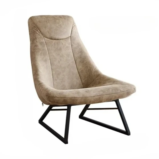 

N Nordic Designer Retro Industrial Style Leather Faux Leather Antique Style Single Sofa Leisure Recliner