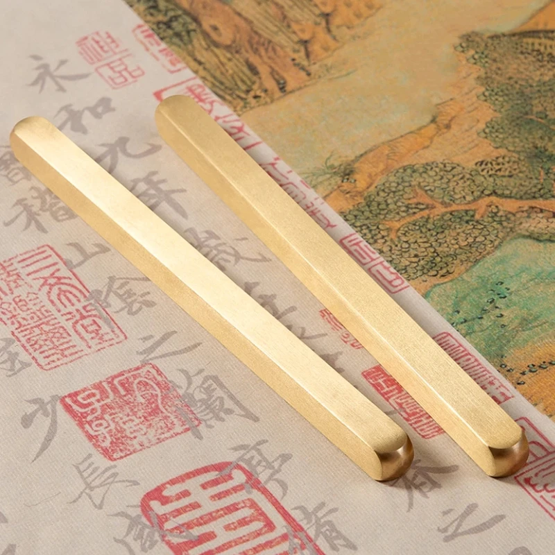 Brass Calligraphy Paperweight Paper Press Chinese Calligraphy Ink Painting Student Book Press Brush Rest Study Desk Ornament Set