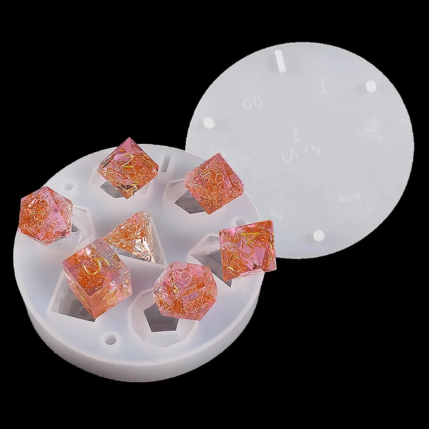 DIY DND قالب سيليكون النرد ذو الحافة الحادة لقالب نرد الراتنج 7 قطع