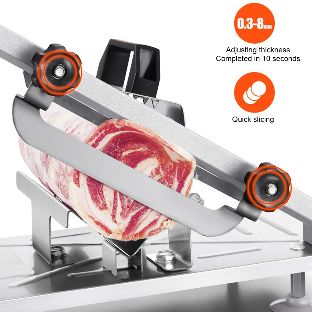 

Beef Mutton Rolls Cutter Stainless Steel Meat Fruit Vegetable Slicer Adjustable Thickness Household Kitchen Cutting Machine