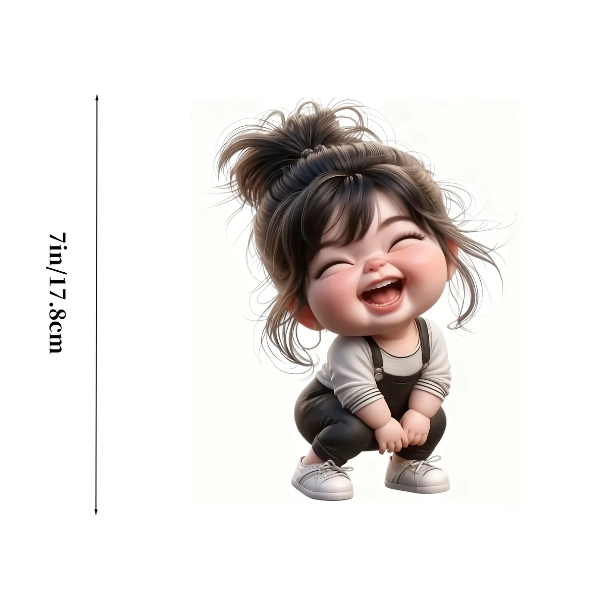 Glossy Laughing Girl Vinyl Sticker, Cute Character Print Decor Decal for Car Laptop Water Bottle Motorcycle Helmet Luggage