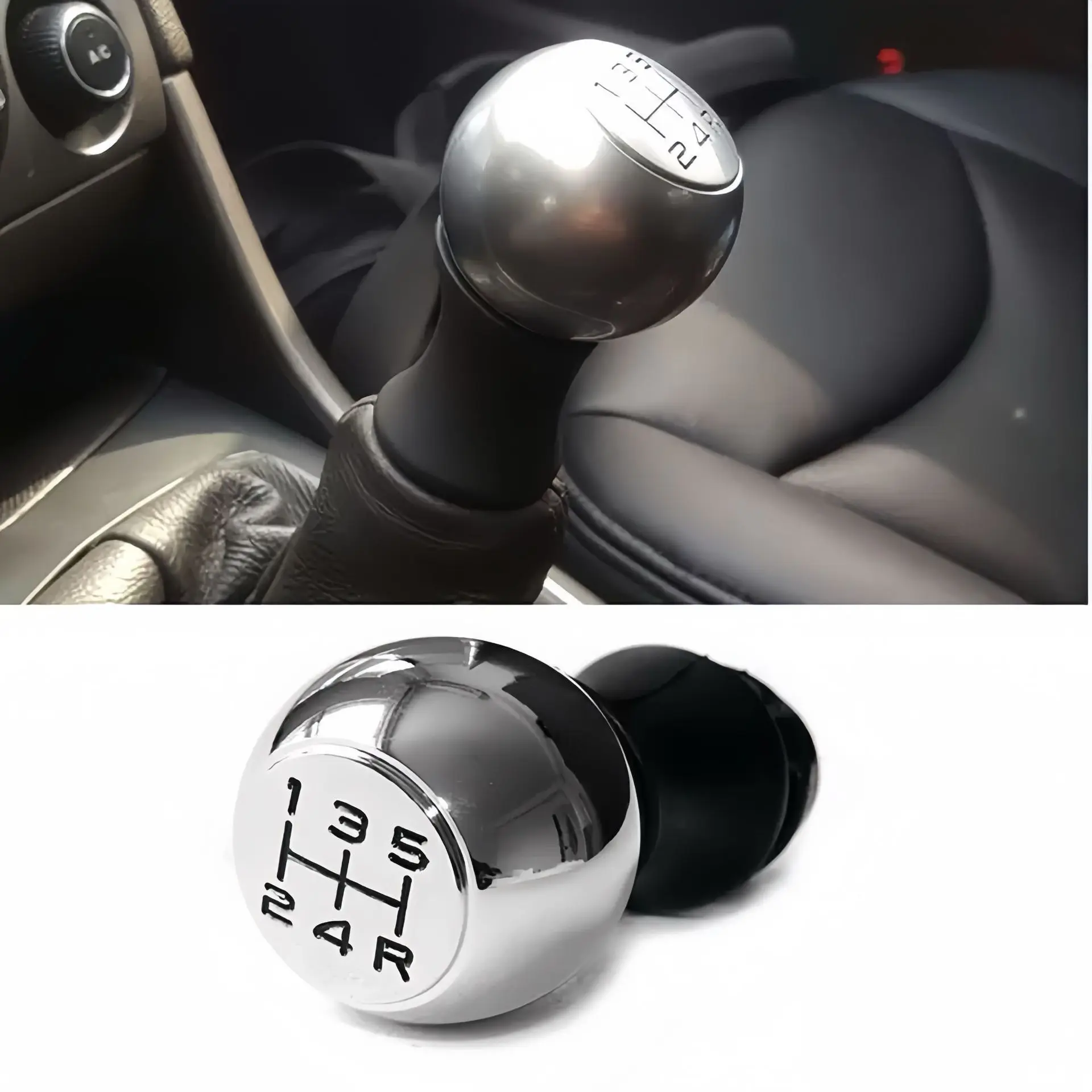 Universal 5 6 Speed Car Aluminum Cover Gear Shifter Knob Manual Automatic Round Ball Shape Shifter Handle Stick Head Lever AT MT