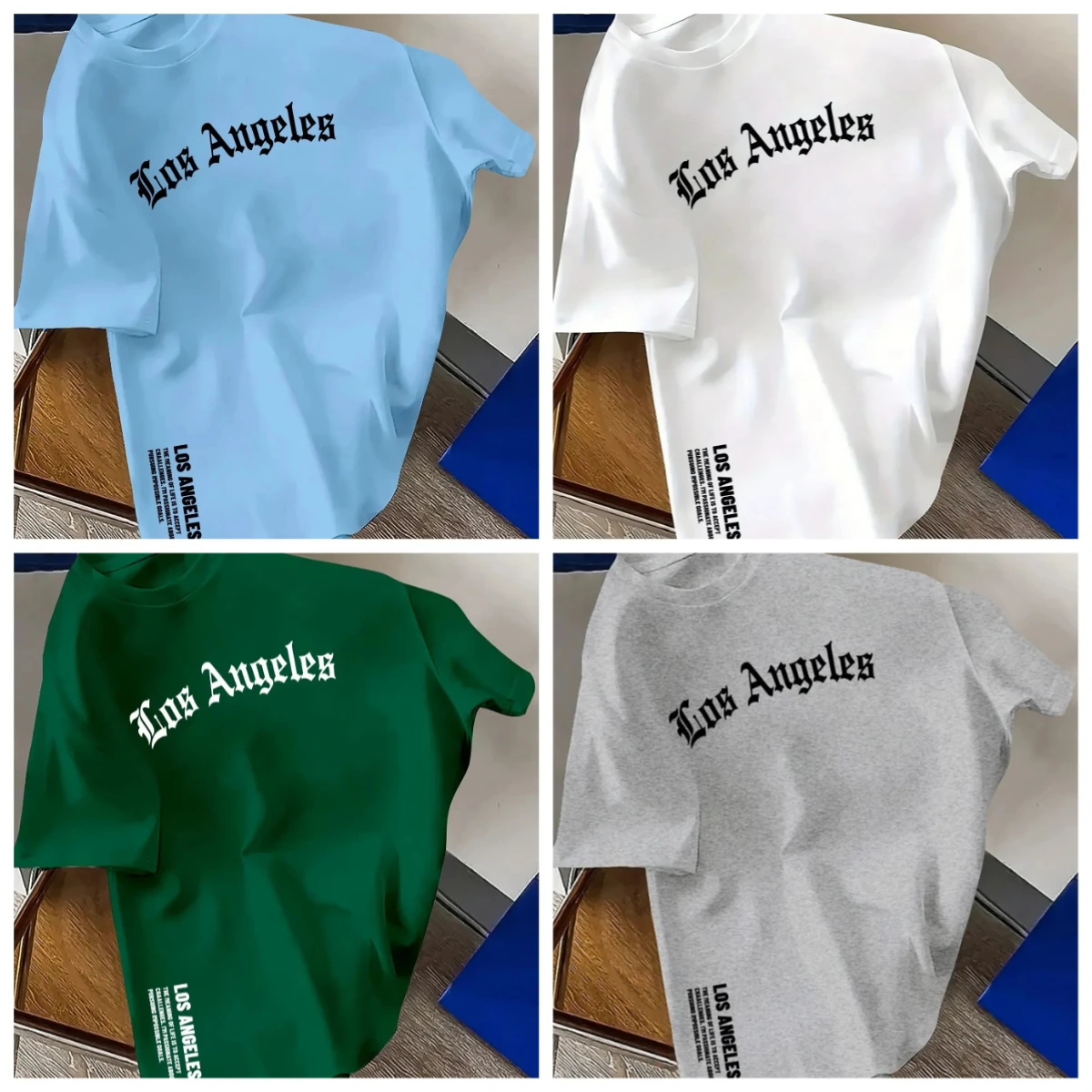 

Autumn New Arrival Simple Los Angeles Letter Print T-shirt Fashionable Large Size Casual Comfortable Round Neck Short Sleeve Tee