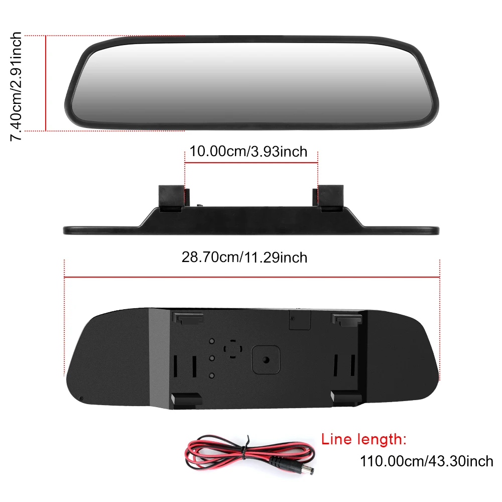 Car Rearview Mirror Display Universal 4.3 Inch Rearview TFT LCD Color Monitor HD Video Auto Parking Monitor