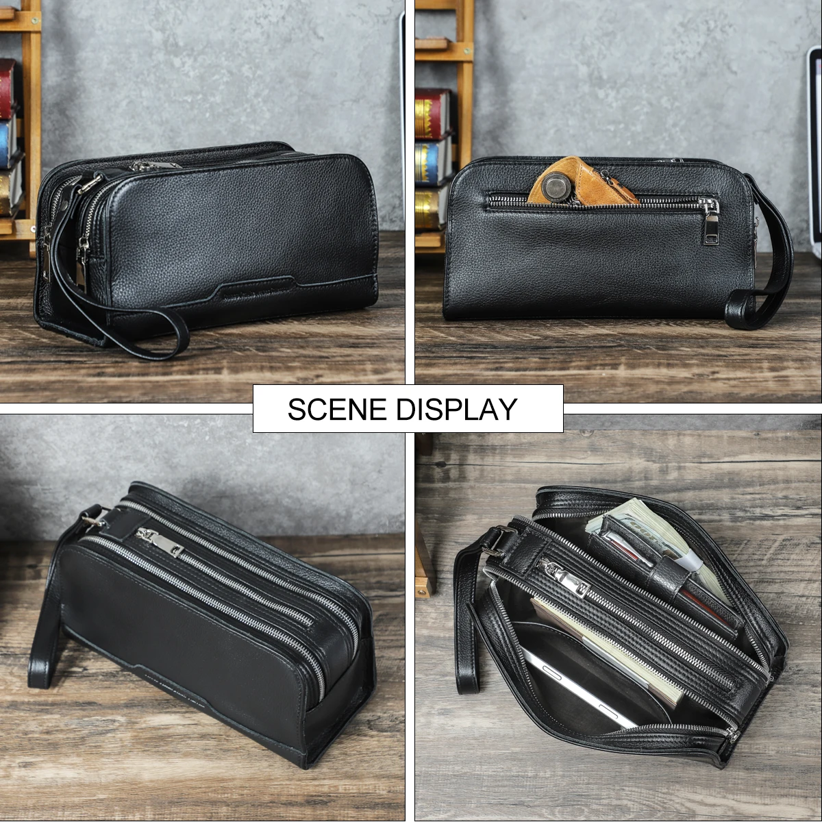 CONTACT'S 남성용 정품 가죽 클러치 백 손목 스 - Wristlet Wallet Zipper 리뷰 및 가격