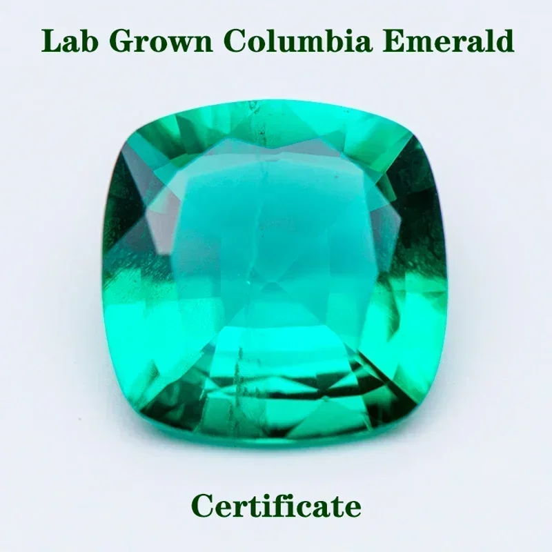 

Lab Grown Colombia Square Cushion Shape Emerald Green Color Gemstone VVS1 Selectable AGL Certificate Charms DIY for Jewel Making