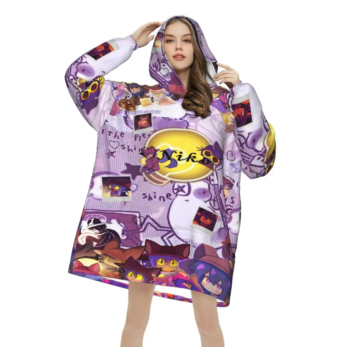 OneShots Niko Wearable Blanket Hoodie for Women Men Oversized Sweatshirt Blanket with Pocket