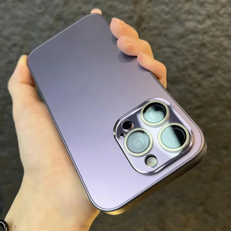 الفاخرة الزجاج المقسى متجمد جراب هاتف آيفون 16 15 14 13 12 برو ماكس زائد عدسة حماية الكاميرا غطاء ممتص للصدمات
