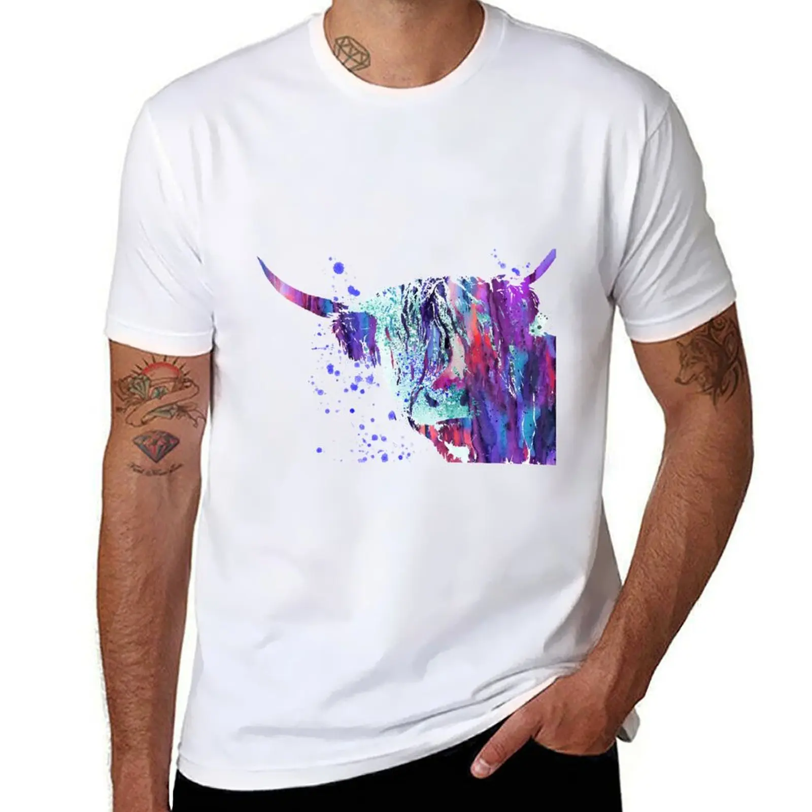 

Highland cow, watercolor Highland cow T-Shirt man t shirt cotton cotton t shirts man 100% cotton t shirt pack T-Shirt