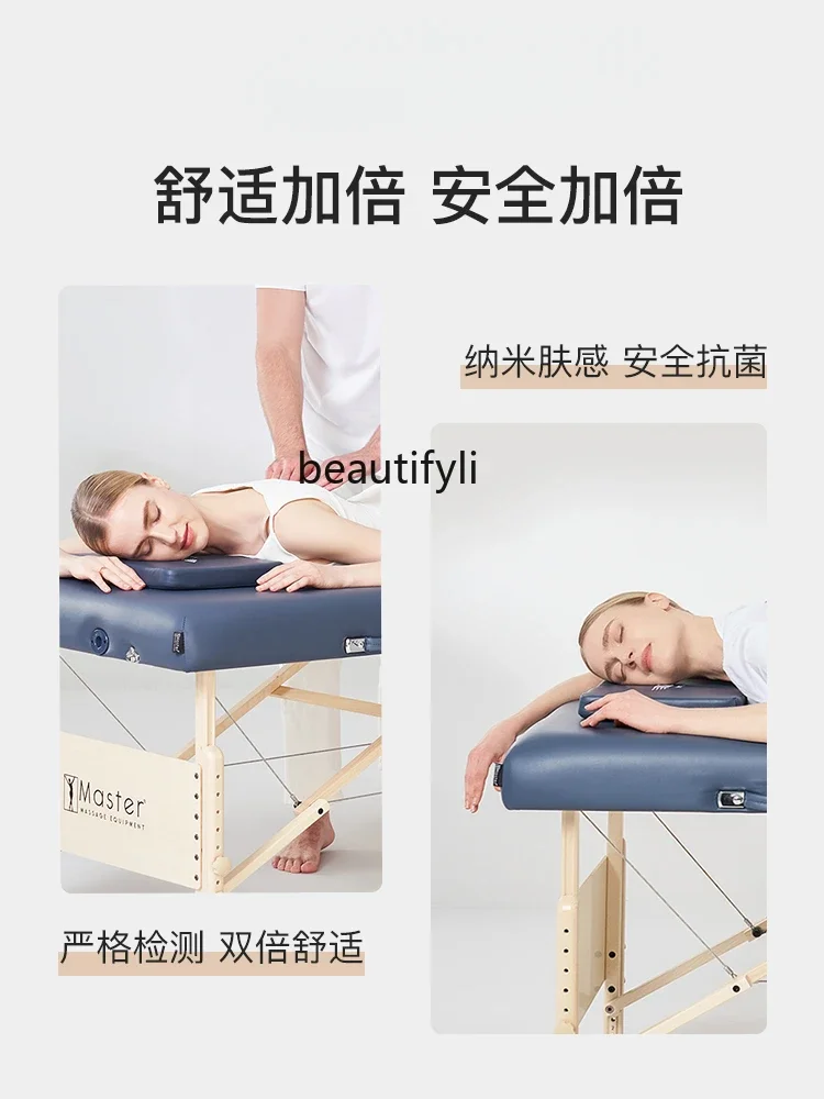 Folding Massage  Physiotherapy Bed Solid Wood Facial Bed Massage Table Folding Facial Bed Household Portable