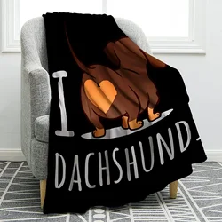 I Love Dachshund Dog Blanket Soft Cozy Warm Print Throw Blanket for Boys Girls Sofa Bed Office 50